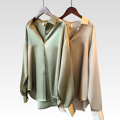 CLÉMENCE™ | Elegant Satin Blouse for Timeless Style