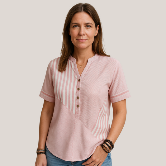 ÉVANA™ | Spring Striped Cotton Blouse