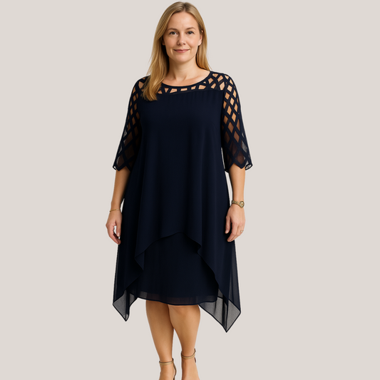 CÉLESTE™ | Lace-Embellished Oversized Midi Dress