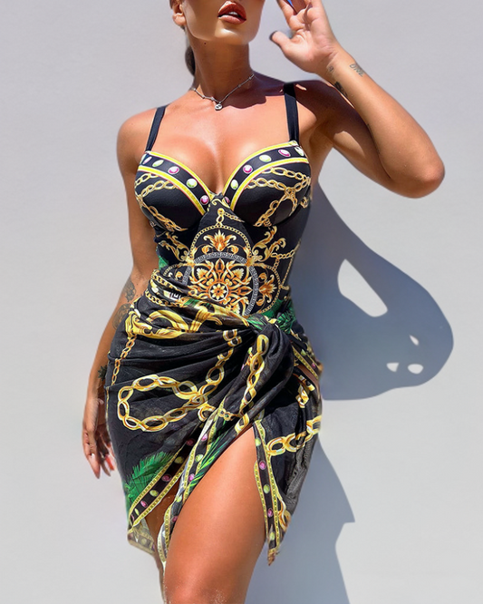 YASMINE™ | Push-Up Swimsuit Set with Coordinating Beach Skirt